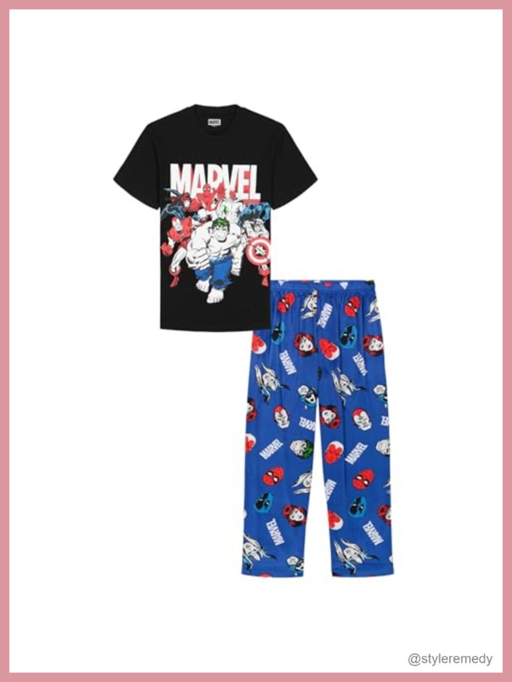 Men's 2-Piece Loose-Fit Cotton Blend Pajama Set Soft Comfortable Ankle Length